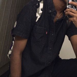 Short sleeve black button up